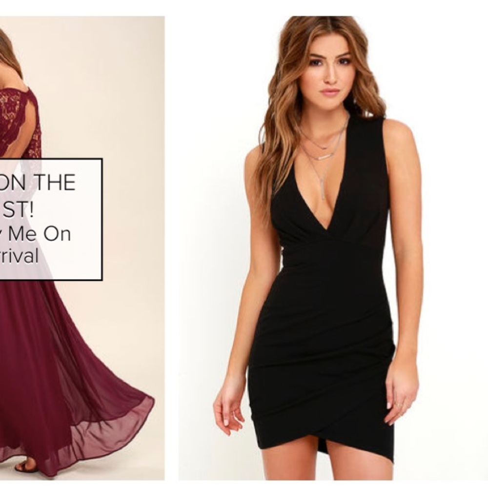 Lulus Black deep v neck dress
